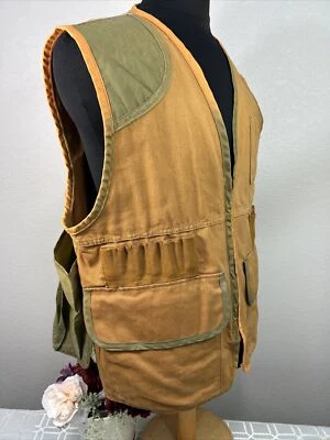 Vintage SAFTBAK Sportsman Hunting Shooting Vest Tan Orange Canvas Zip Up Men’s M - Image 1 of 4