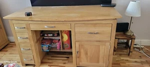 Large Double Pedestal Computer Desk with File Cabinet & Cupboard- Arden Oak - Picture 1 of 2