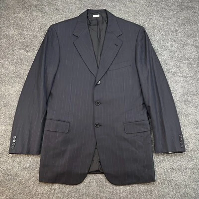 Chaqueta Abrigo Deportivo Brioni Nomentano 42R Azul Marino Oscuro Prendedor Lana a Rayas Foto 1 de 4