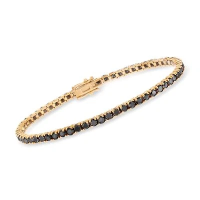 Ross-Simons 5,00 ct. t.w. Brazalete de tenis de diamantes negros en oro amarillo de 14 k Foto 1 de 3