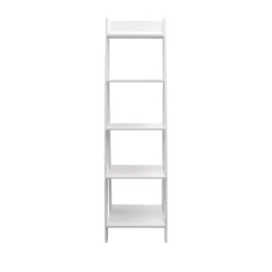 62.2 In. Solid White Wood 5-Shelf Ladder Bookcase with Open Back - Picture 1 of 12