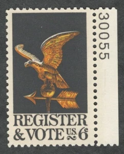 US. 1344. 6c. Register And Vote Issue. Single w/Pl#. MNH. 1968 - Picture 1 of 2