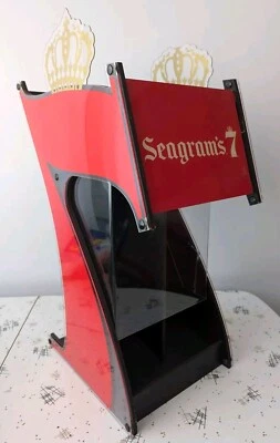 Contenedor estante de exhibición de bar de whisky vintage Seagram's 7 Crown Foto 1 de 4