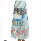 Johnny Was Silk Tiered Maxi Skirt Mixed Floral Print S