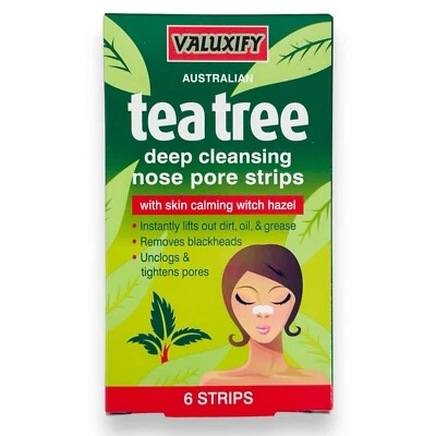 Tea Tree Nose Pore Strips Blackhead Removal Smooth Deep Cleansing Unclog Pores - Image 1 of 4