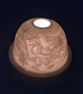 Lithophanie Lichterkette Weihnachten Weihnachtsmann Porzellan Teelicht Schnee Rentier - Bild 1 von 14