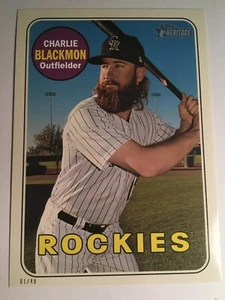 2018 Topps Heritage 5x7 Jumbo Charlie Blackmon Rockies 24 02/49 - Picture 1 of 1
