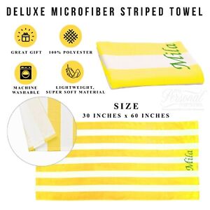 Custom Embroidered Striped Microfiber Cabana Beach Towel 30" X 60"