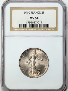 France 1910 2F Two Francs MS64 NGC 1756637-014 - Picture 1 of 2