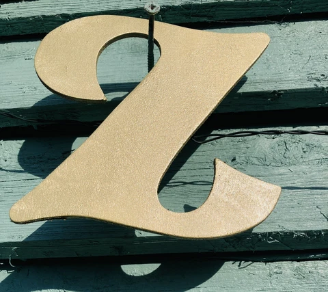 Striking Gold Wooden Letter ‘Z’ Cover