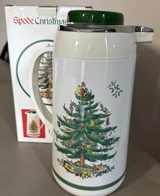 Spode Christmas Tree Thermal Carafe Hot or Cold Beverages 1 Liter Vintage In Box - Image 1 of 4