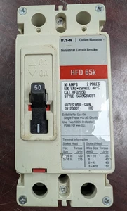 🤪 EATON 50 AMP CIRCUIT BREAKER 600 VAC 2 POLE HFD2050 - Picture 1 of 8