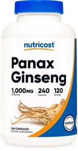 Nutricost Panax Ginseng 1000mg, 240 Capsules - Non GMO, Gluten Free, 120 Serving - Picture 1 of 5