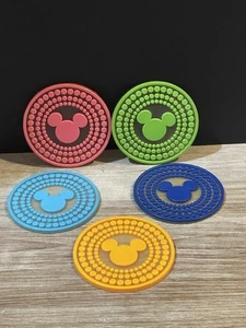 Vintage Disney Mickey Mouse Flexible Silicone Coasters Set Of 5 Collectible - Picture 1 of 9