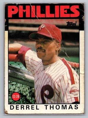 1986 Topps - #158 Derrel Thomas Philadelphia Phillies MLB Baseball Card - Image 1 of 2