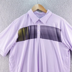 Adidas ClimaCool Herren L Golf Poloshirt Lavendel Gestreift Kurzarm Stretch - Bild 1 von 8