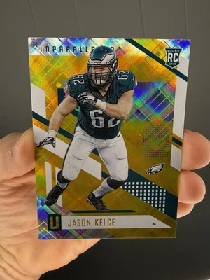 2017 Panini Unparalleled Jason Kelce Yellow Diamond Awe SP /199 RC - Image 1 of 4