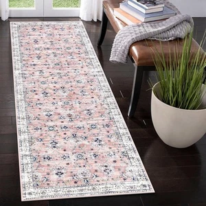 Ileading Vintage Boho Floral Runner Rug 6' x 2' (Rectangular), Pink  - Picture 1 of 8