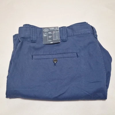 St. Johns Bay Men Khaki Shorts 48 Big Blue Flat Front Pocket Comfort Stretch NEW - Image 1 of 4