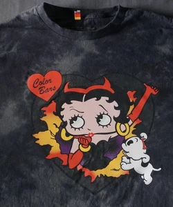 Betty Boop Shirt Herren Large schwarz Batik Farbleisten Grafik Cartoon 2022 Teufel - Bild 1 von 7