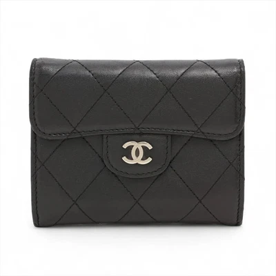 Estuche para tarjetas Chanel Matelasse piel de cordero negro plata accesorios de metal 14XXXXXX Foto 1 de 4