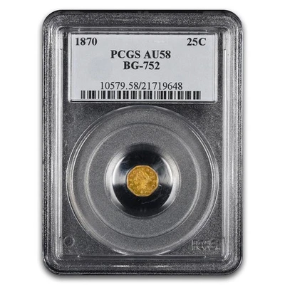 1870 Liberty Octagonal 25 Cent Gold AU-58 PCGS (BG-752) - Image 1 of 3