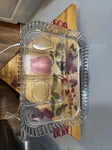 Beautiful 5 Compartment Indiana Glass Relish/hors D’oeuvre Tray Rainbow Mist Vin - Picture 1 of 4