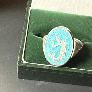 VTG SIAM Rotating Niello Ring Blue/ Black Mythical Goddess Thailand Sterling 925 - Picture 1 of 20