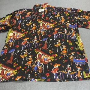 Chemise David Carey homme 2XL noire Dia De Los Muertes crânes jour des morts - Photo 1/13