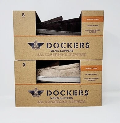 男式 Dockers Microsuede 莫卡辛拖鞋室内/室外外底小号 7/8 — 第 1/4 张图片