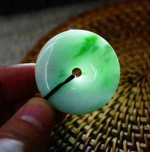 Certified Natural A Jade jadeite Fei cui 翡翠 Circle Donut 翡翠平安扣 Pendant 1647 - Picture 1 of 11