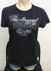LONSDALE LADIES SHORT SLEEVE COTTON FOIL PRINT T-SHIRT - SIZE 12 - LIKE NEW - Picture 1 of 3