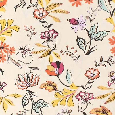 Viskose Stoff Blumen und Blätter, natur (Meterware ab 0,50m) - Bild 1 von 4