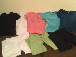 Eight pieces! Women's Uniform Scrubs Tops/ Pants Size Extra Small XS - Picture 1 of 7
