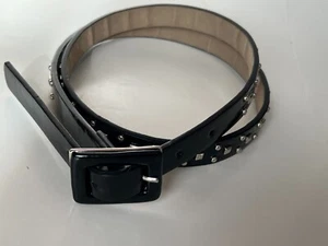 Faux Black Patent Studded Skinny Belt - Size M - 40.5in entire length - Picture 1 of 18