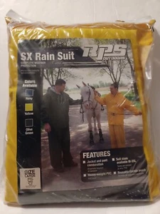 SX Rain Suit PVC Heavy Duty Coat Pants Yellow (L) Fit Over Clothes RPS Outdoor - Picture 1 of 8