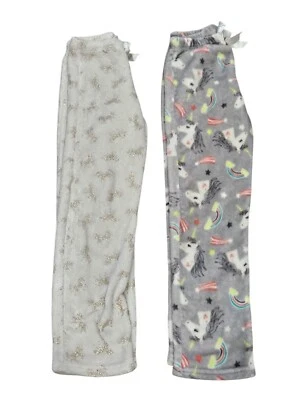 Lote de 2 pantalones de pijama de felpa gruesa de invierno cálidos unicornio Member's Mark Girl 10-12 Foto 1 de 4
