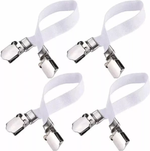 Bed Sheet Gripper Holder Clips Pack Of 4 Mattress Suspender Adjustable Straps - Picture 1 of 7
