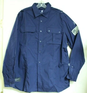 Rocawear Classic Men's Navy Button Down Cotton Shirt American Flag Patch Size L - Picture 1 of 7