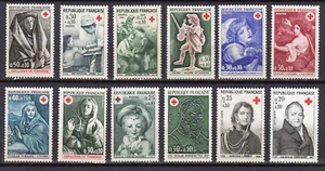 France années 60-70 La Croix-Rouge un lot de 12 timbres MNH /TE4213 - Picture 1 of 1