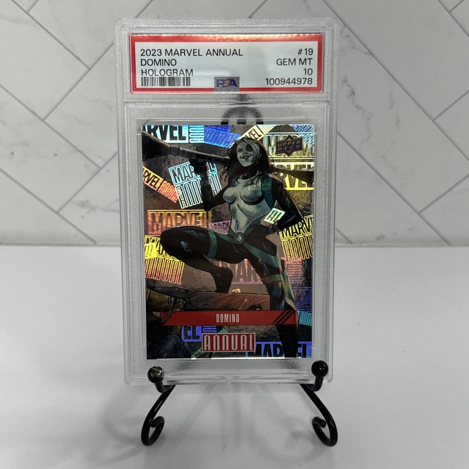 2023-2024 UPPER DECK MARVEL ANNUAL 19 DOMINO HOLOGRAM 08/23 PSA 10 - Image 1 of 4
