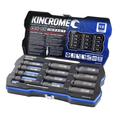 KINCROME LOK-ON 12 PC 1/2" Drive IMPERIAL DEEP Impact Socket Set 5/16-1" K27073 - image 1 of 4