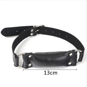 Weiches PU Leder Mundknebel Bit Gags Hundeknochen Harness Stick Gag Schwarz - Picture 1 of 6