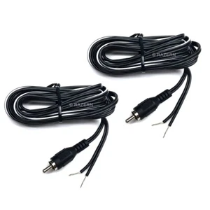 NUEVO Paquete de dos 8 pies RCA Macho Enchufe a Cable Desnudo Altavoz Subwoofer Cable - Imagen 1 de 2