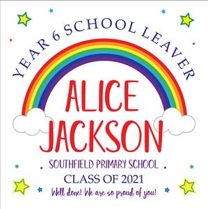 Personalised Rainbow SCHOOL LEAVERS card, end of term card, year 6 card - Picture 1 of 2