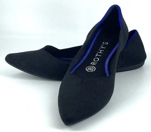 ROTHY'S 'The Point' Size 7 Black Knit Ballet Flat - Picture 1 of 9