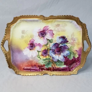 Limoges Coronet Platter Poppies Handpainted Artist Signed by Rancon - Picture 1 of 8