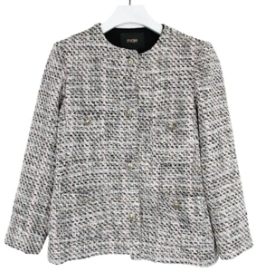 MAJE Jacket Women's (EU) 42 Tweed Buttoned Shiny Embroidered - Picture 1 of 11