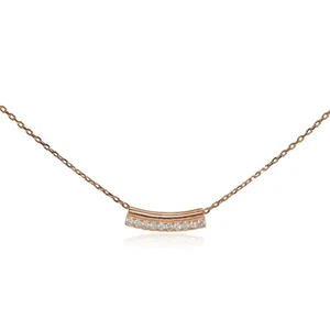 Rose Gold Tone over Sterling Silver Cubic Zirconia Bar Choker Necklace - Picture 1 of 4