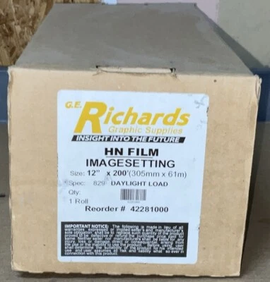 richards grapgic supplies, hn film 12in x 200ft daylight load - Image 1 of 2